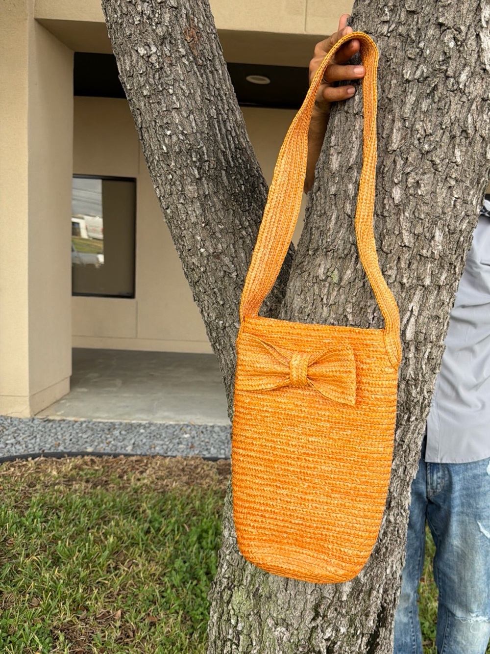 Christian Dior Woven Shoulder Bag in Orange Like New